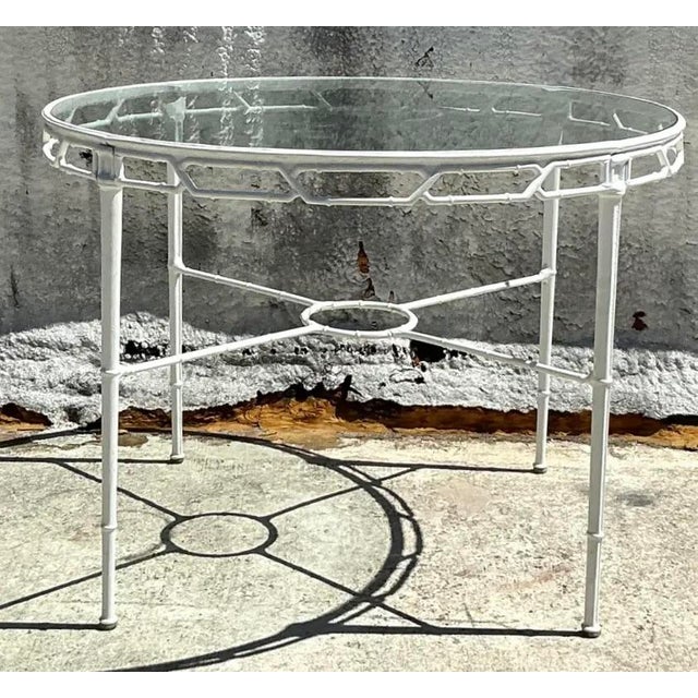 Late 20th Century Vintage Boho Cast Aluminum Dining Table After Brown Jordan For Sale - Image 5 of 10