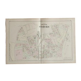 Antique Woburn Massachusetts Atlas Map Plate B For Sale