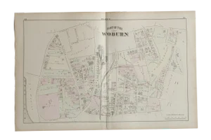 Antique Woburn Massachusetts Atlas Map Plate B