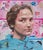 Cambia de Color by Rossina Bossio | Mixed Media Portrait of a Young Woman with Colorful Background For Sale