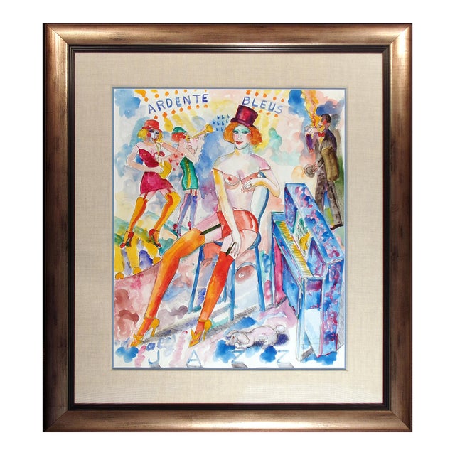 Earl Linderman "Ardente Bleus" Signed Original Watercolor Painting For Sale