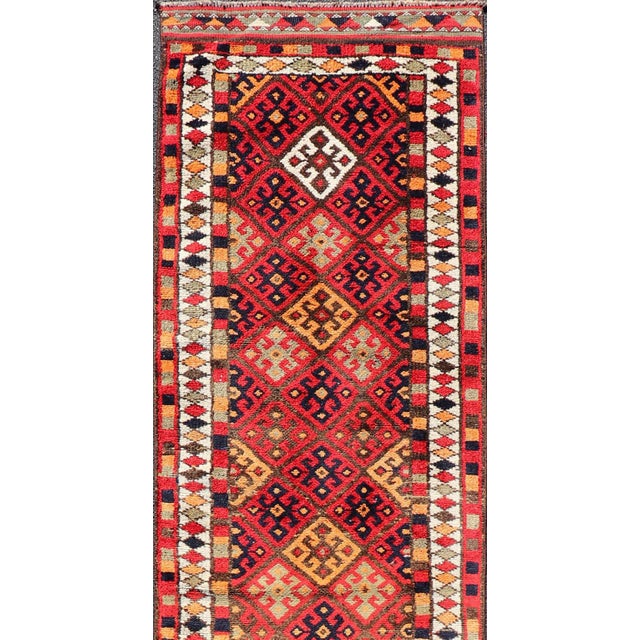 Measures: 2'10 x 14'0 Vintage Turkish Oushak Runner with Medallions in Red and Multi Colors. Keivan Woven Arts / rug TU-...