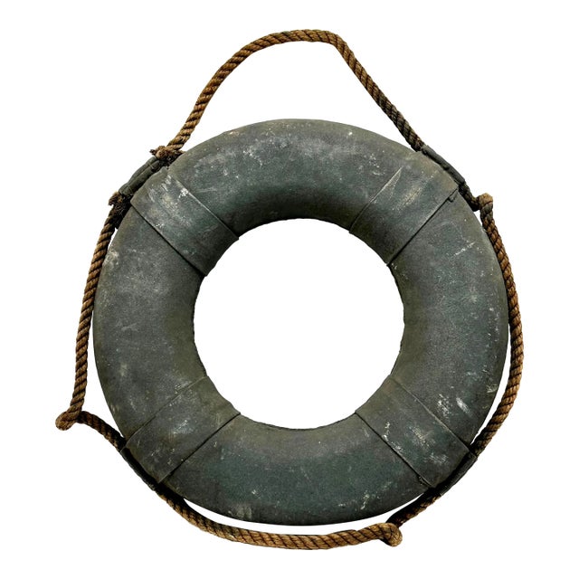 Authentic Antique Early 1900s American Hand Made Canvas & Natural Cork Ships Life Preserver From Cape Cod For Sale