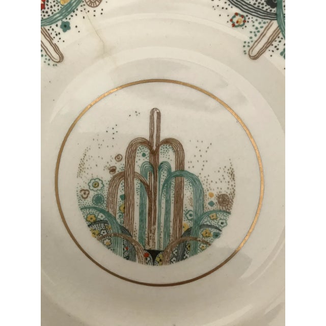 Art Deco Antique Johnson Bros. Art Deco Les Fontaines Paris Exposition 1925 Hand Painted Luncheon Plates, Set of 2 For Sale - Image 3 of 10
