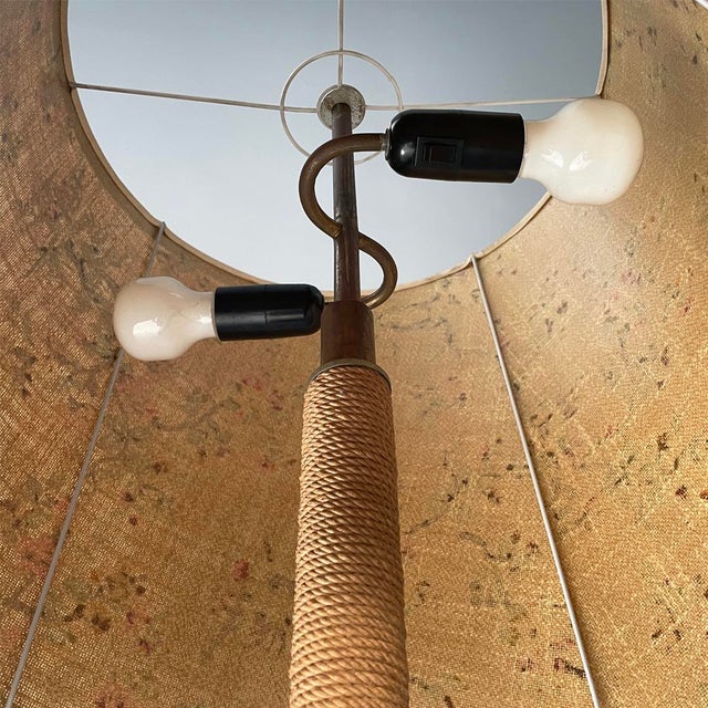 1930s Art Deco Italian Floor Lamp in Wood, Fabric and Rope, 1930s For Sale - Image 5 of 13
