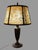 Early 20th Century Arts& Crafts Bradley & Hubbard Table Lamp Reverse Painted Ribbed 6 Panel Scenic Glass Shade For Sale - Image 12 of 12