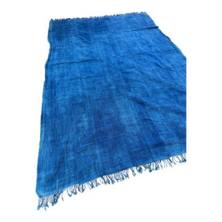 Vintage African Indigo Denim Mossi Mudcloth 66” L X 44” W Textile | No. 139 For Sale