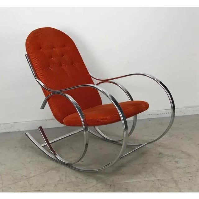 1970s Chrome Milo Baughman Style Rocking Chair Circa 1970s For Sale - Image 5 of 5