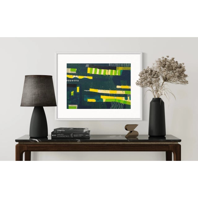 Mixed media on archival arches artist paper. Monoprint, acrylic paint, archival marker pens, and tape. Sold unframed.