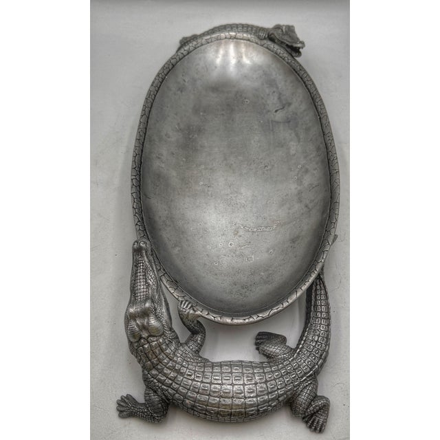 Arthur Court Cast Aluminum Alligator Oval Serving Tray Centerpiece, 2005 For Sale - Image 10 of 11