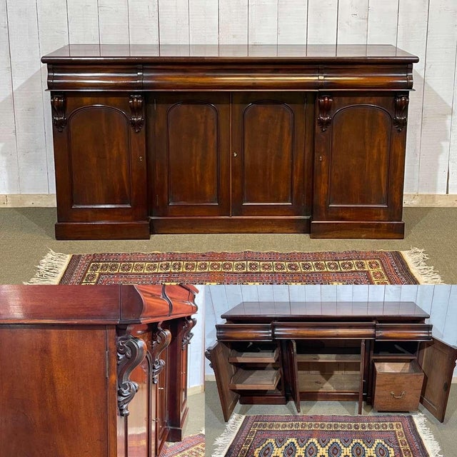 Victorian 19th century mahogany sideboard. L=1m67, D=52cm, H=89cm.
