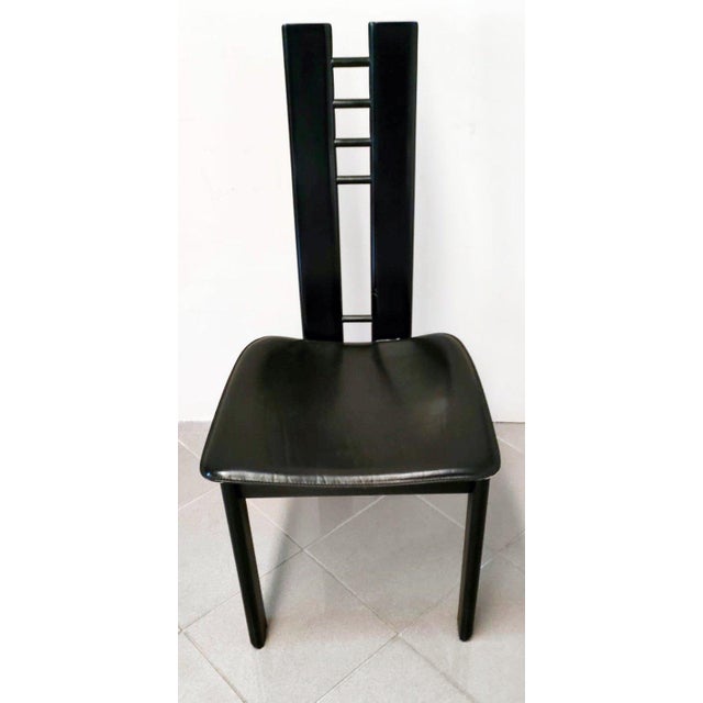 Italian Glass and Wood Table and Chairs, 1980s, Set of 7 For Sale - Image 9 of 11