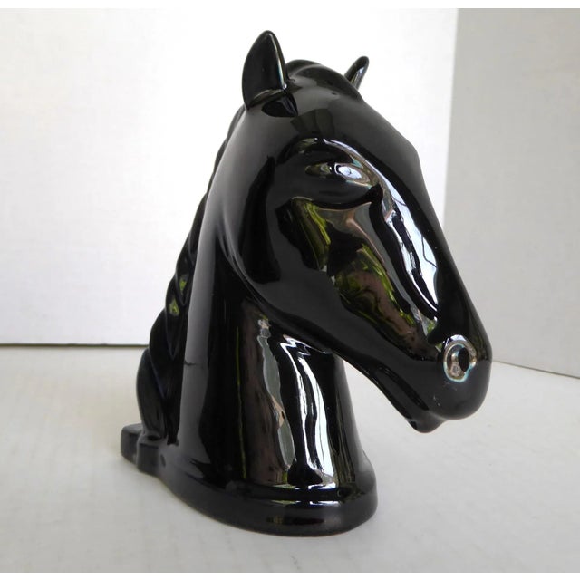 Mid-Century Modern American Deco Pair of Ceramic Black Horse Head Bookends by Abingdon Pottery, 1940s For Sale - Image 3 of 11