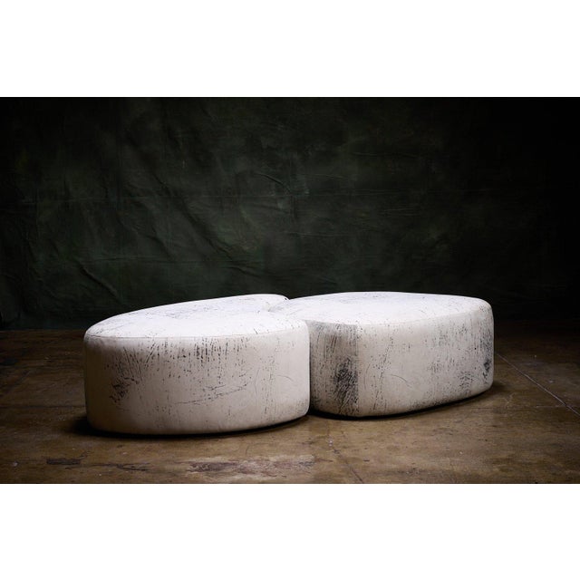 Contemporary Two-Piece Organic Upholstered Ottoman Set For Sale - Image 4 of 4