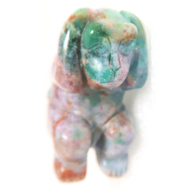 Figurative Late 20th Century Miniature Well-Carved Hand-Carved Naturally Occurring Multi-Colored Jasper "Hear No Evil" Monkey or Gorilla. For Sale - Image 3 of 13