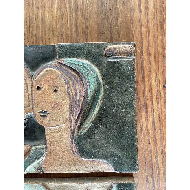 Ceramic Modernist Figurative Wall Art Tiles in Polychrome Stoneware by Paulí (Lluís Pérez Calvo), 1975, Set of 2 For Sale - Image 7 of 11