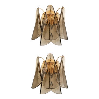 Modern Smoked-Fumè Rondini Murano Wall Sconces by Simoeng, Set of 2 For Sale