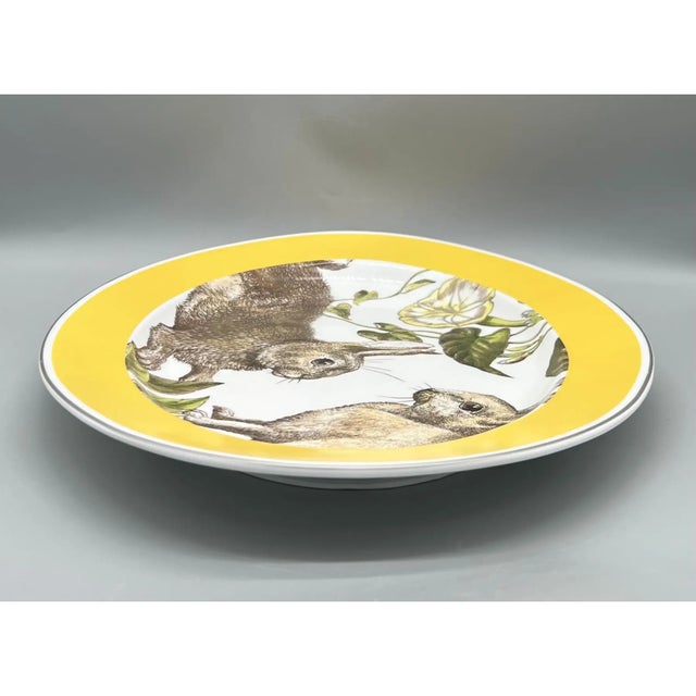 Williams-Sonoma Contemporary Williams Sonoma Bunny Rabbit Platter – Yellow & White – Spring / Easter Tableware For Sale - Image 4 of 10