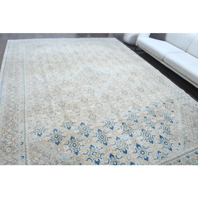 Textile 1960s Vintage Persian Handmade Wool Cotton Beige Area Rug For Sale - Image 7 of 11