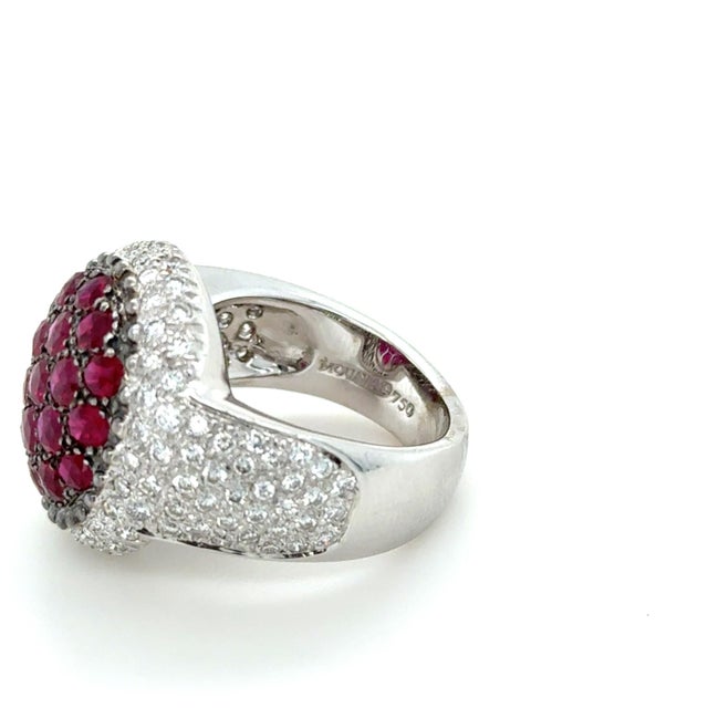 Contemporary Mouawad, Ruby and Diamond Rosette Ring, Size 6.5 For Sale - Image 3 of 7