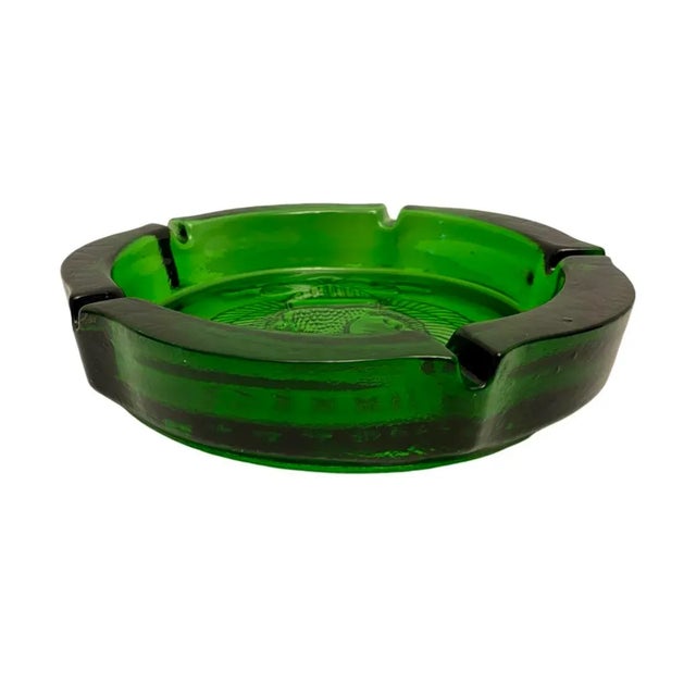 Indiana Glass Company Vintage Green Indiana Glass Ashtray Eagle Shield Stars For Sale - Image 4 of 6