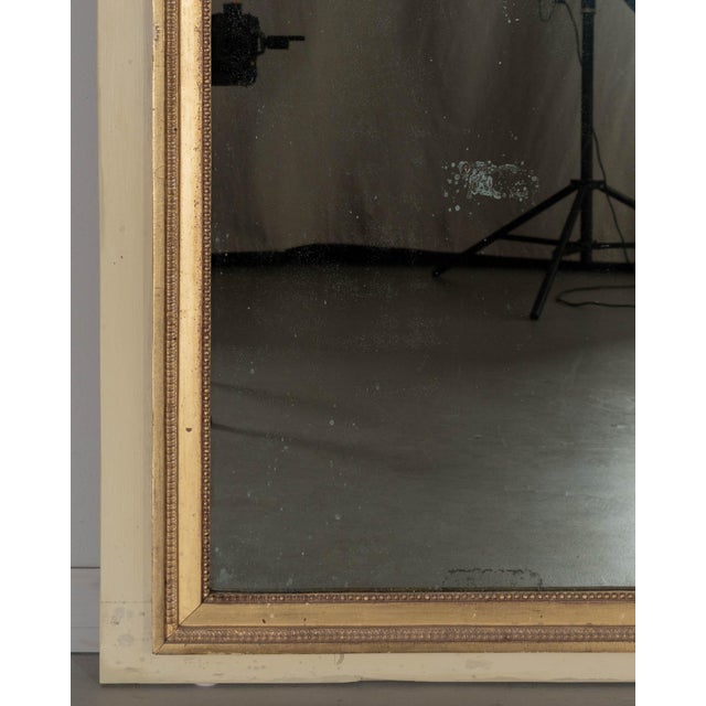 Louis XVI Style Trumeau Mirror, Painted Pine Frame, Gilded Trim, 1900s For Sale - Image 9 of 12
