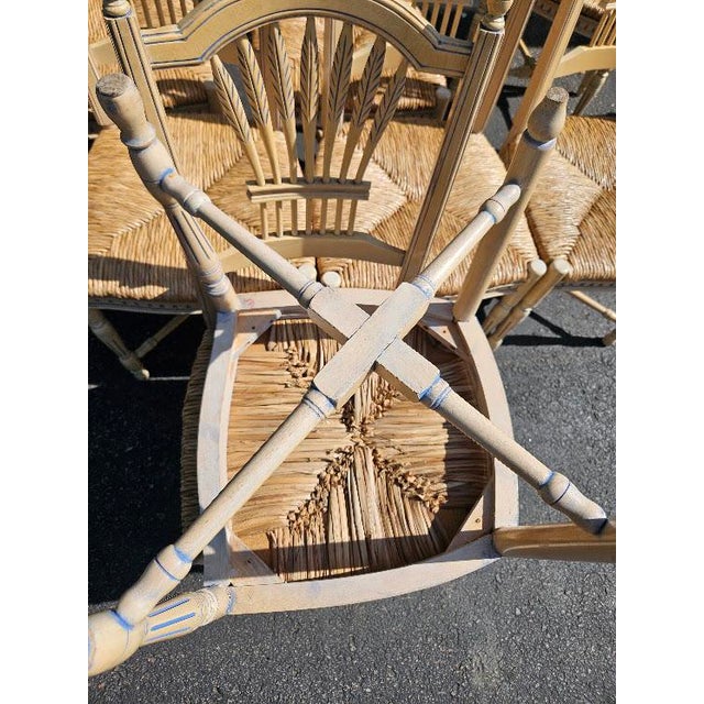 Vintage French Wheat-Sheaf Dining Chairs With Rush Seats - Set of 10 For Sale - Image 17 of 18