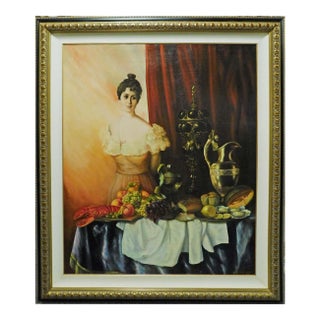 Fazly (Fazoil Ataullakhanov) "Portrait With Still Life" Original Oil Painting For Sale