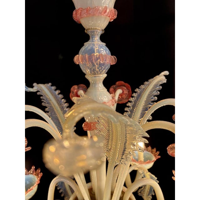 Vintage Venetian Light Blue and Pink Chandelier, 1950s For Sale - Image 12 of 18