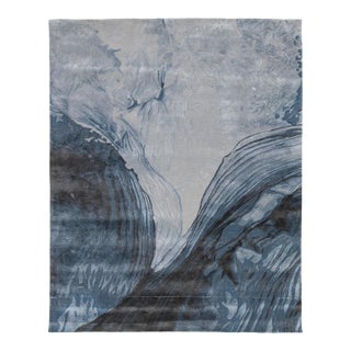 Abstract Glacial Flow - Modern Hand-Tufted Wool & Viscose Area Rug For Sale