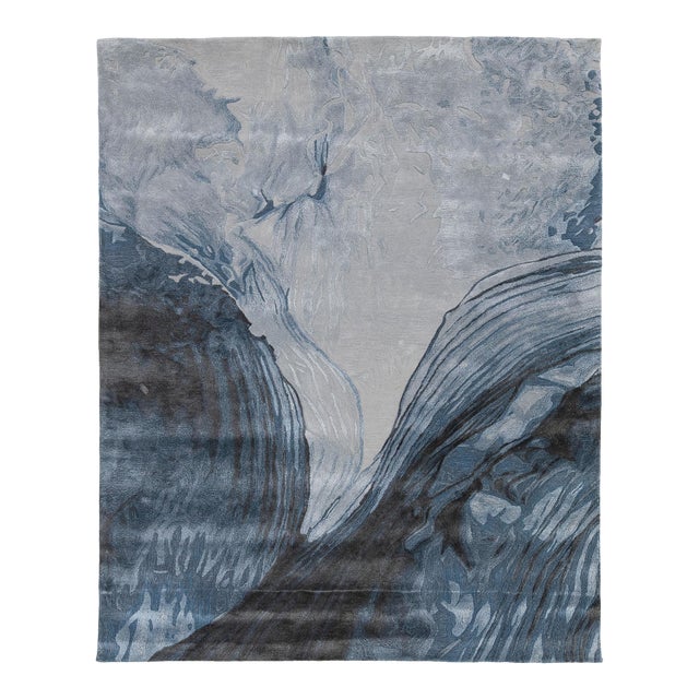 Abstract Glacial Flow - Modern Hand-Tufted Wool & Viscose Area Rug For Sale