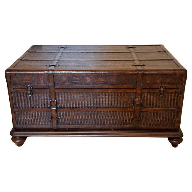 Wood 1960s Exquisite "Old World" Charm and Rustic Elegance Set of Trunk-Style Coffee & Side Tables. For Sale - Image 7 of 8
