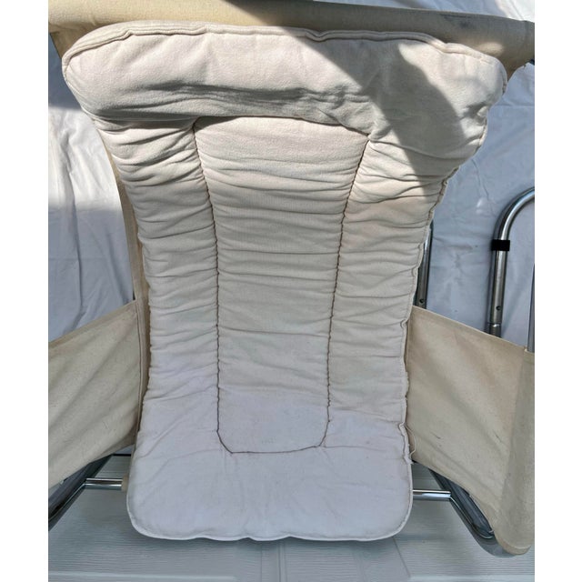 1970s Postmodern Cream Chrome Sling Chairs Pair For Sale - Image 10 of 11