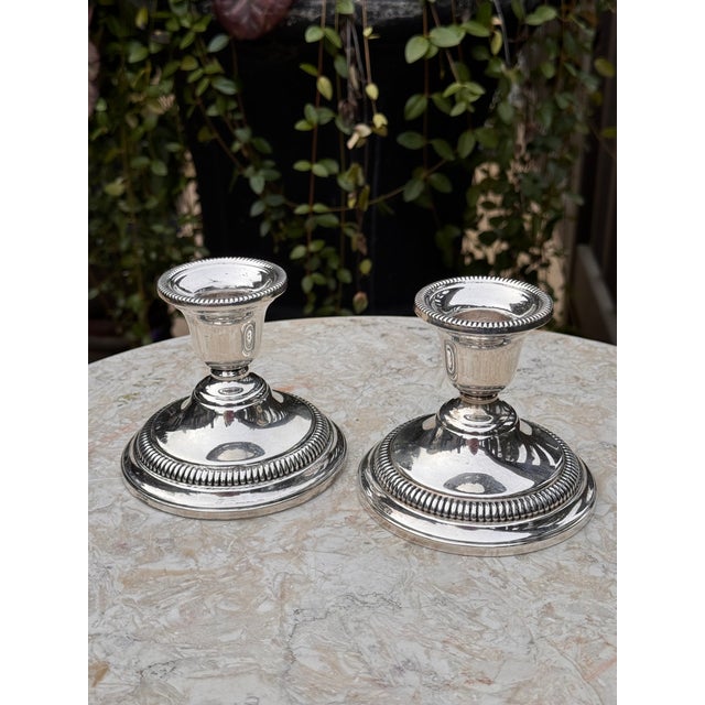 Sterling Silver Candle Holders - A Pair For Sale - Image 11 of 12