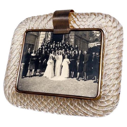 Metal Hand Blown Murano Glass Frame from Barovier & Toso, 1950s For Sale - Image 7 of 7