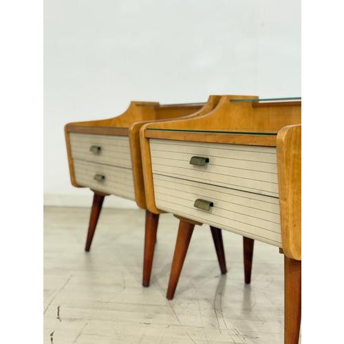 Wood Vintage Bedside Tables in Birch, 1960s, Set of 2 For Sale - Image 7 of 11