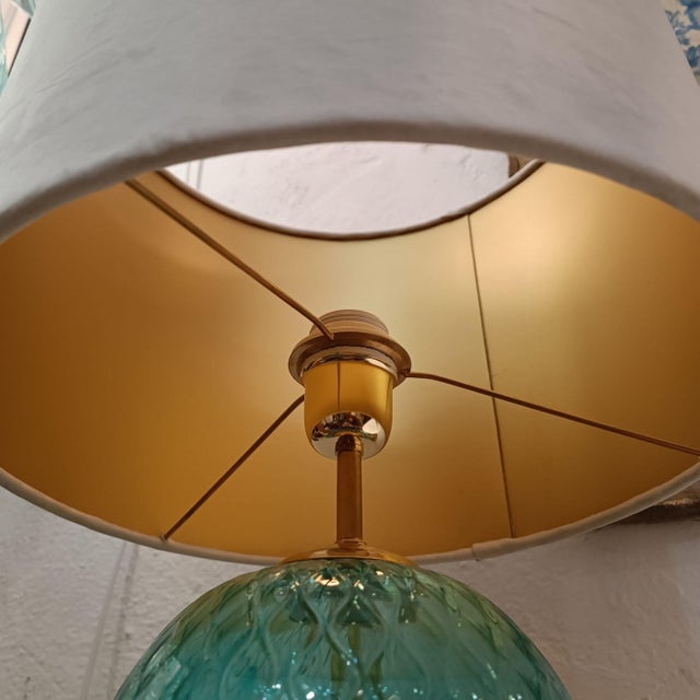 1980s Blue Murano Glass Sphere Table Lamps, 1980s, Set of 2 For Sale - Image 5 of 6