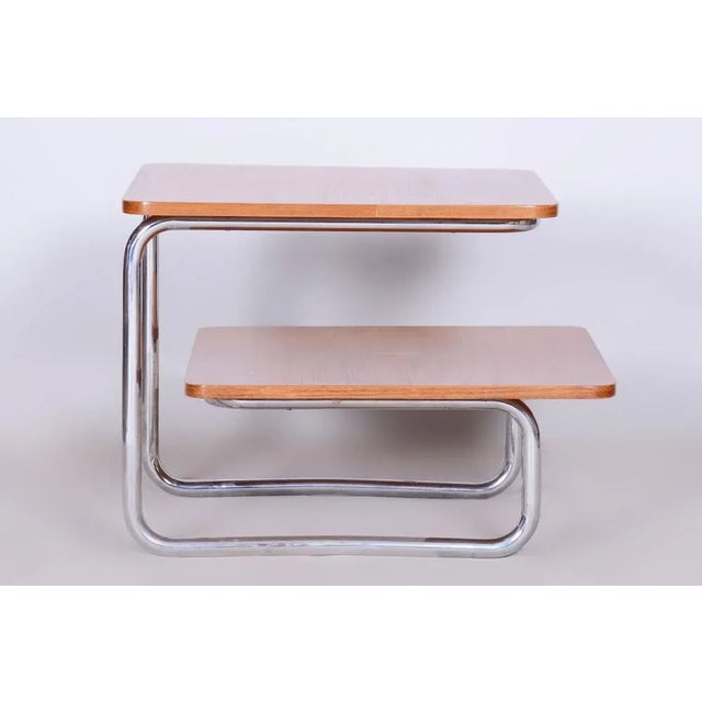 Bauhaus Coffee Table in Beech & Chrome from Mücke Melder, Czechia, 1930s For Sale - Image 9 of 9