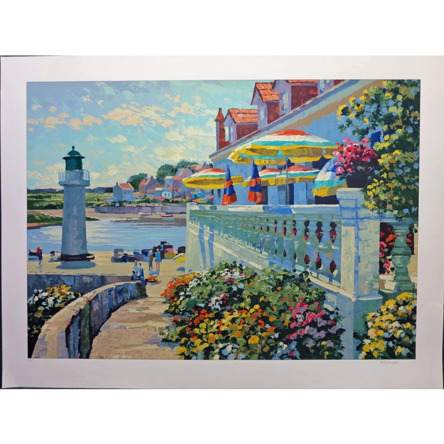 American Howard Behrens Lighthouse at Sauzon Signed Ltd Serigraph on Paper Fine Art From 1992 For Sale - Image 3 of 9