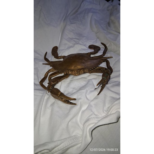 This mid century ashtray with made in the early 1960's and designed after the blue claw crab and made of bronze. The shell...
