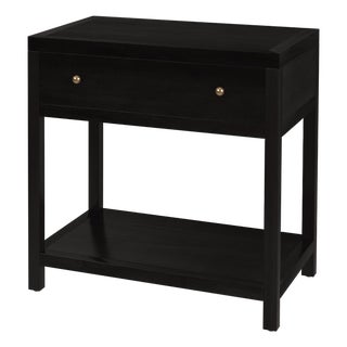 Nora 30 in. W Rectangular Wood 1 Drawer Wide Nightstand with Lower Open Shelf, Antique Coffee For Sale