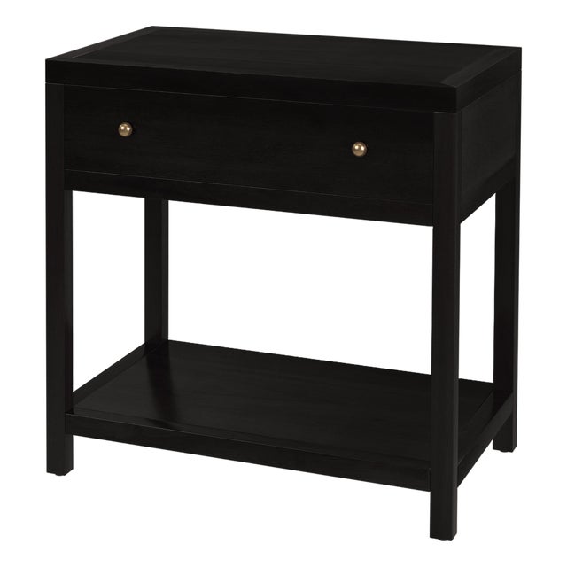 Nora 30 in. W Rectangular Wood 1 Drawer Wide Nightstand with Lower Open Shelf, Antique Coffee For Sale