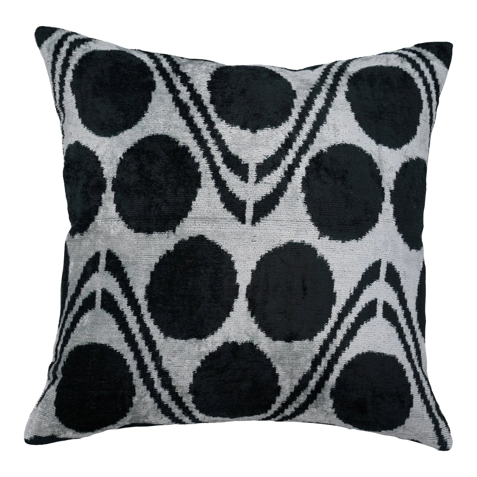 Contemporary Velvet Black and White Throw Pillow With Down Insert ...