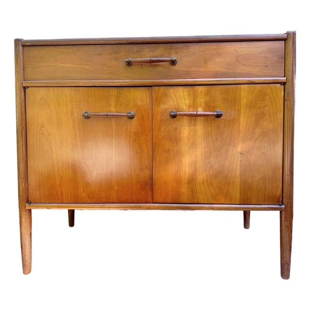 1960's Mid-Century Modern Walnut Wood Storage Cabinet by Henredon For Sale