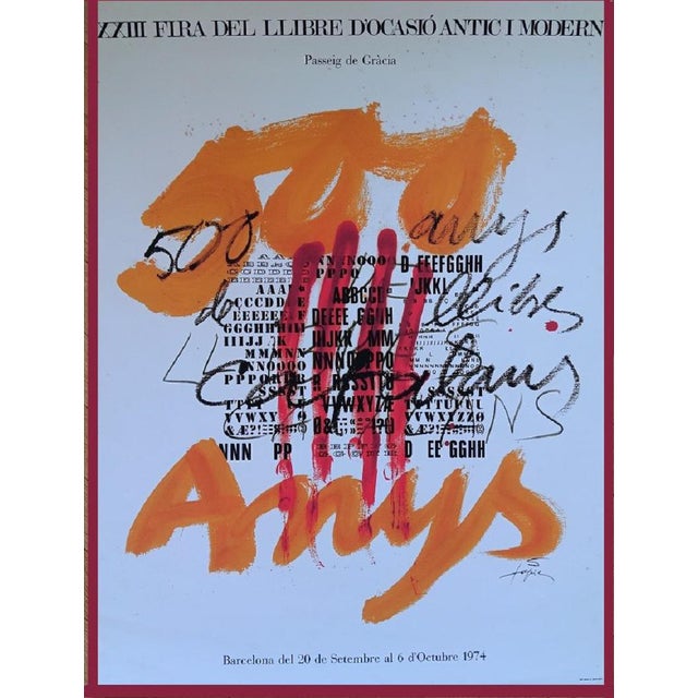 Original Exhibition Poster for Occasio Book Fair after Antoni Tapies, 1974 For Sale