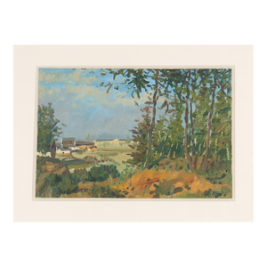 Wooded Landscape Oil Painting on Paper, Circa 1900-25