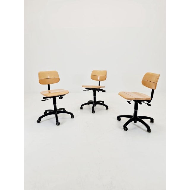 Bauhaus Vintage Bauhaus Swivel Office Cair in Wood by Stollgiroflex, 1990s For Sale - Image 3 of 18