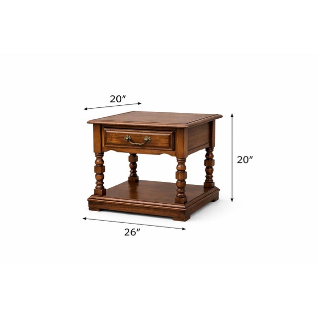 Late 20th Century Late 20th Century Pair of Cal Shops Solid Wood Traditional Nightstands With Turned Legs & Lower Shelf For Sale - Image 5 of 11