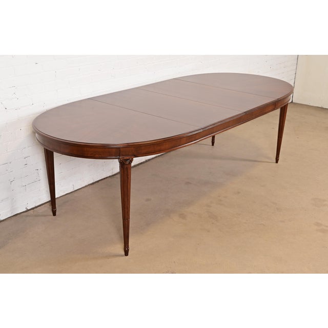 French Henredon French Regency Louis XVI Walnut Extension Dining Table, Newly Refinished For Sale - Image 3 of 13