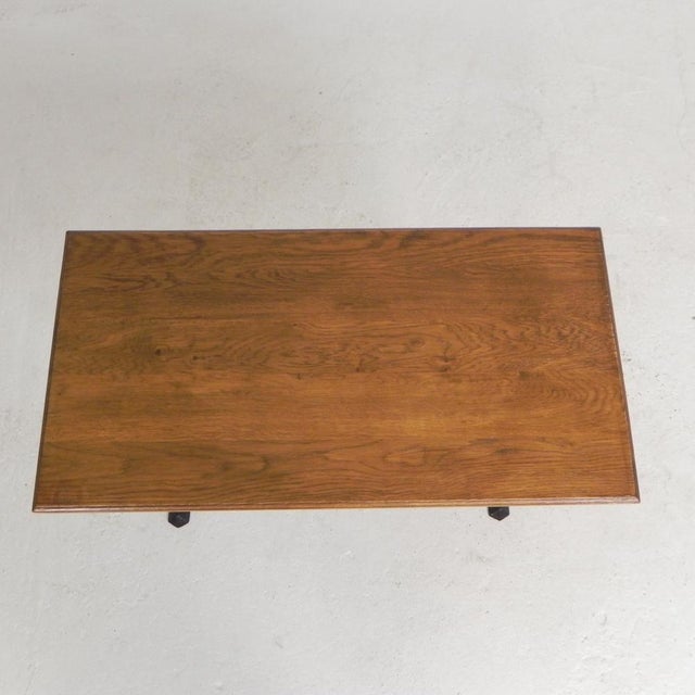 Wood Bistro Table with Oak Top on a Cast Iron Frame, 1930s For Sale - Image 7 of 18